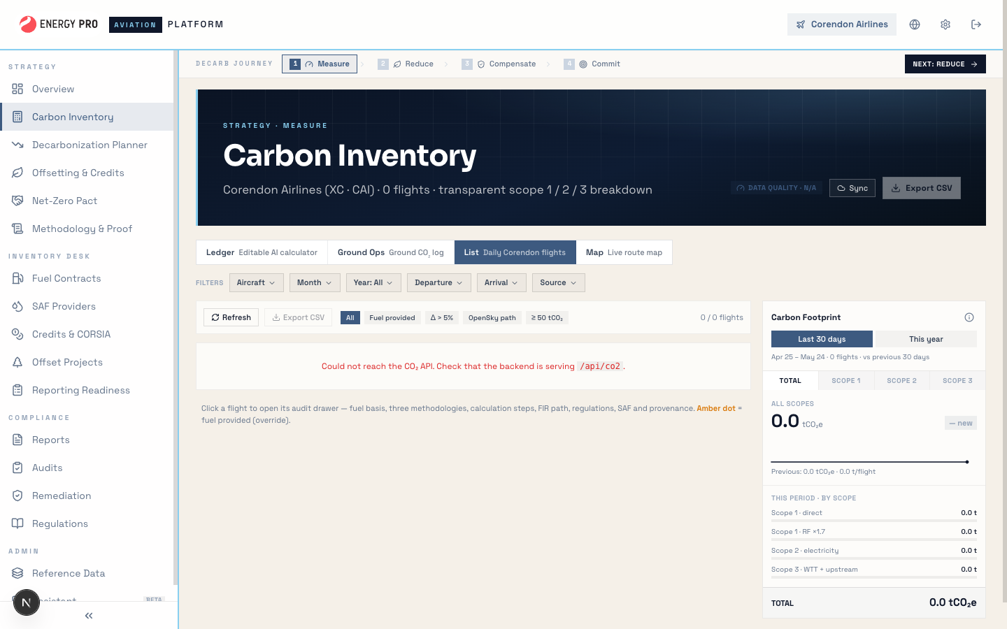 GreenPact carbon ledger view