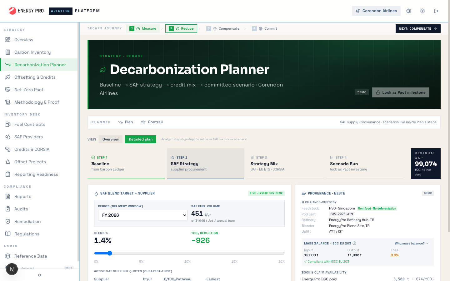 GreenPact in the Air live decarbonization optimizer